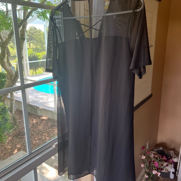 BCBGeneration Black Lace Up Mesh Swing Mini Dress - Picture 4 of 5